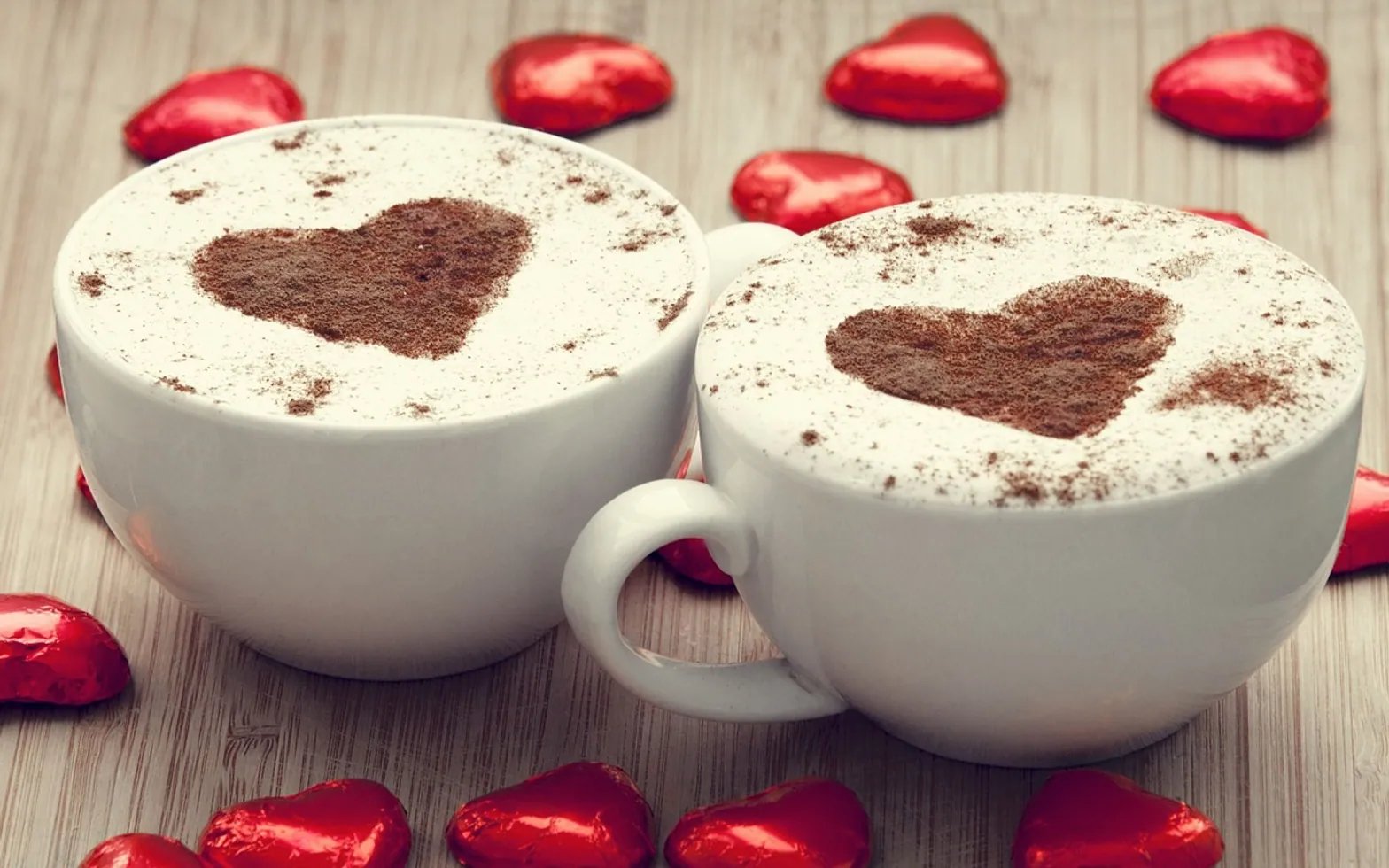 Coffee, cups and hearts