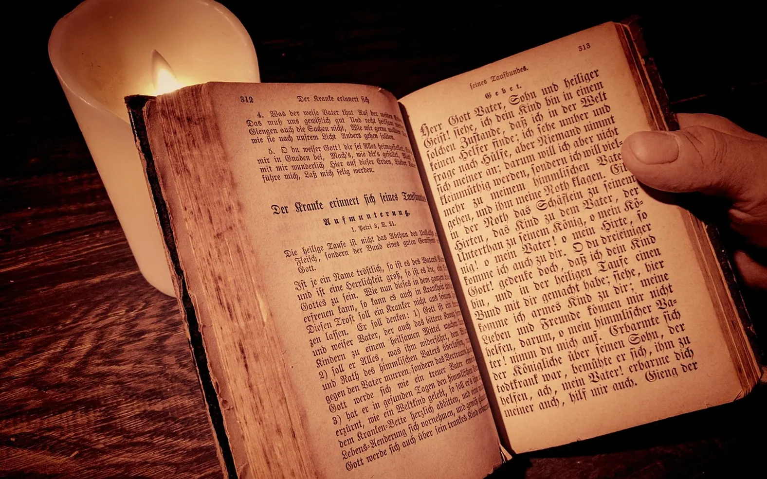 A book, candle and old