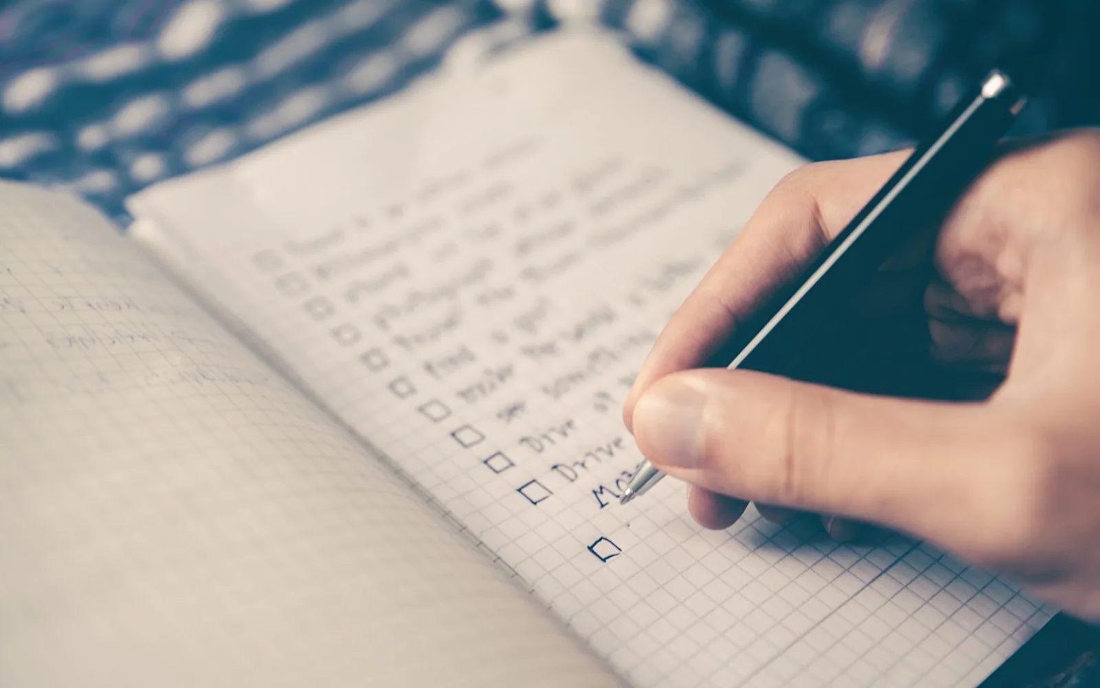 Checklist, goals and box
